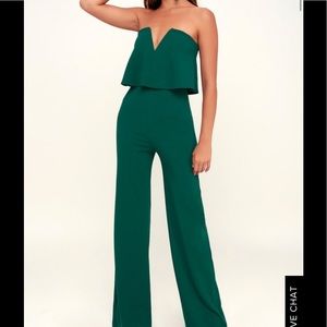 Strapless green jumpsuit